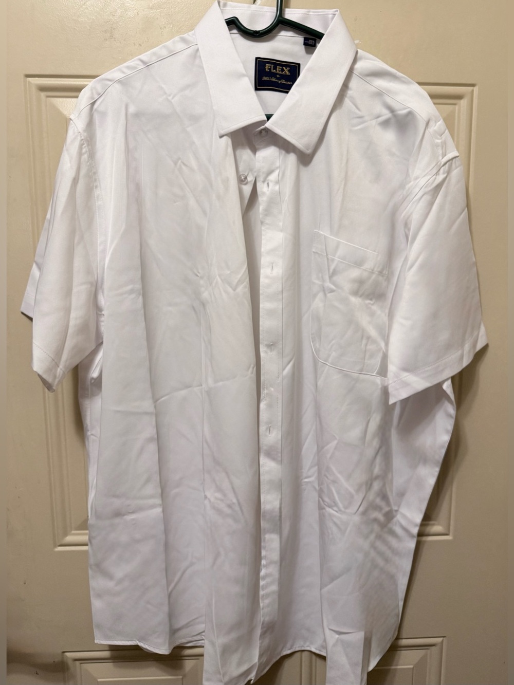 Flex Men’s Luxury Collection White Button Down Dress Shirt Short Sleeves Sz 3XL